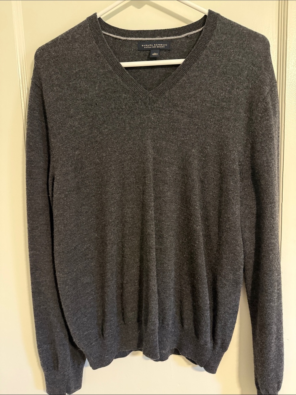 Banana Republic Men's Charcoal V-Neck Sweater
